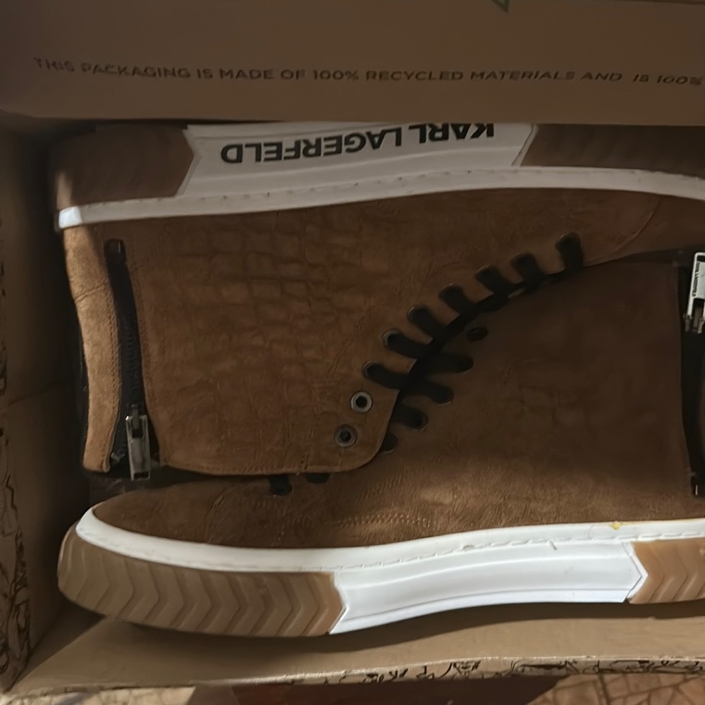 karl lagerfeld paris men's croc embossed suede high top sneakers